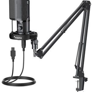 🎙 USB Podcast Microphone, All in one Kit with again Knob Filter Arm Stand